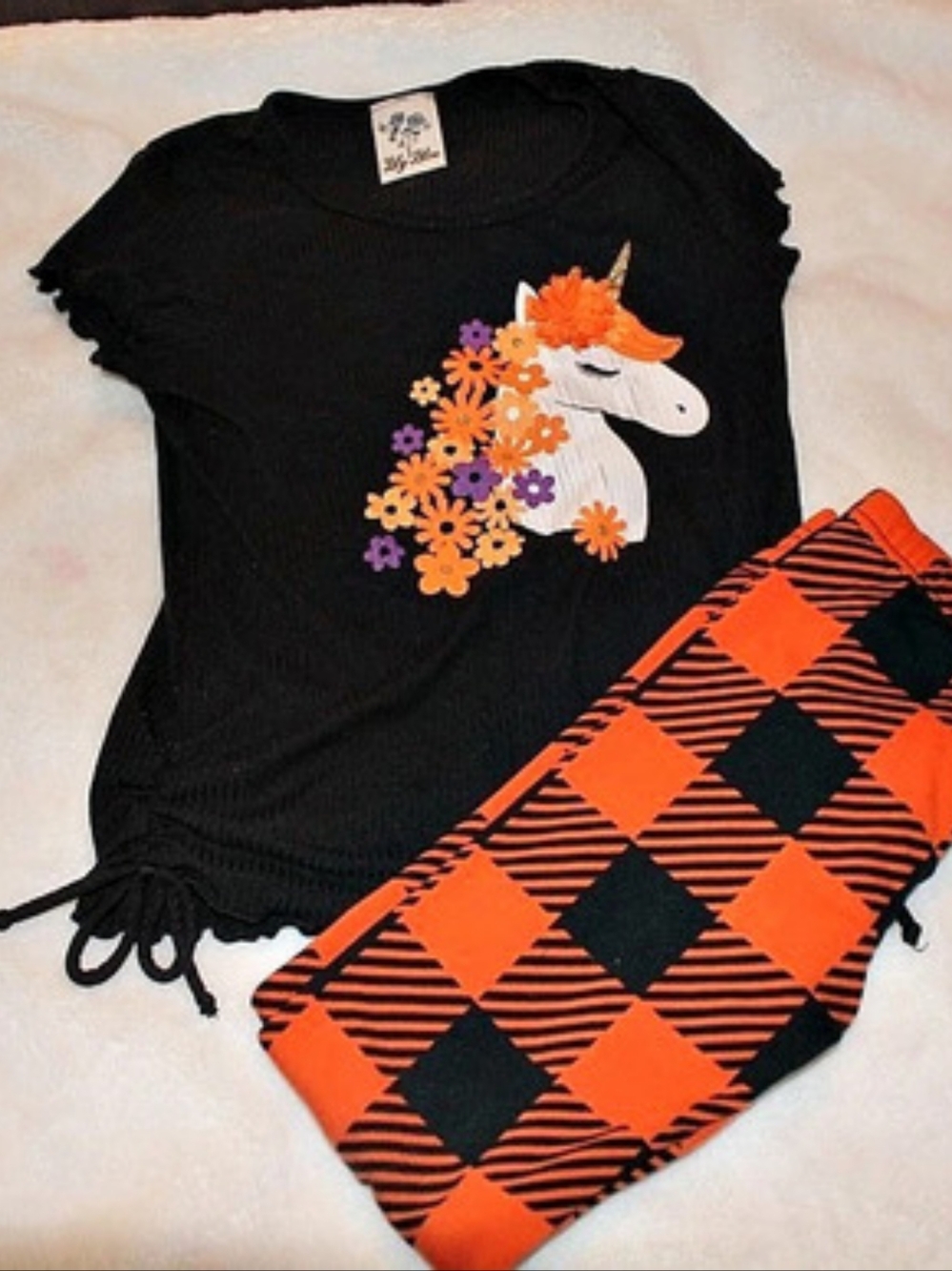 Lily Bleu Kids Black & Orange Plaid Matching Set *0553